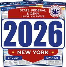 2026 NY State  Federal Labor Law Poster - Bilingual OSHA Compliant 17"x40