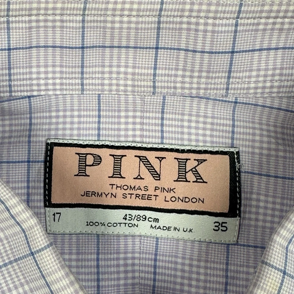 Camisa de vestir Thomas rosa 17/35 XL 43 cm ventana cuadros 100 % algodón Londres NOTA Foto 2 de 4