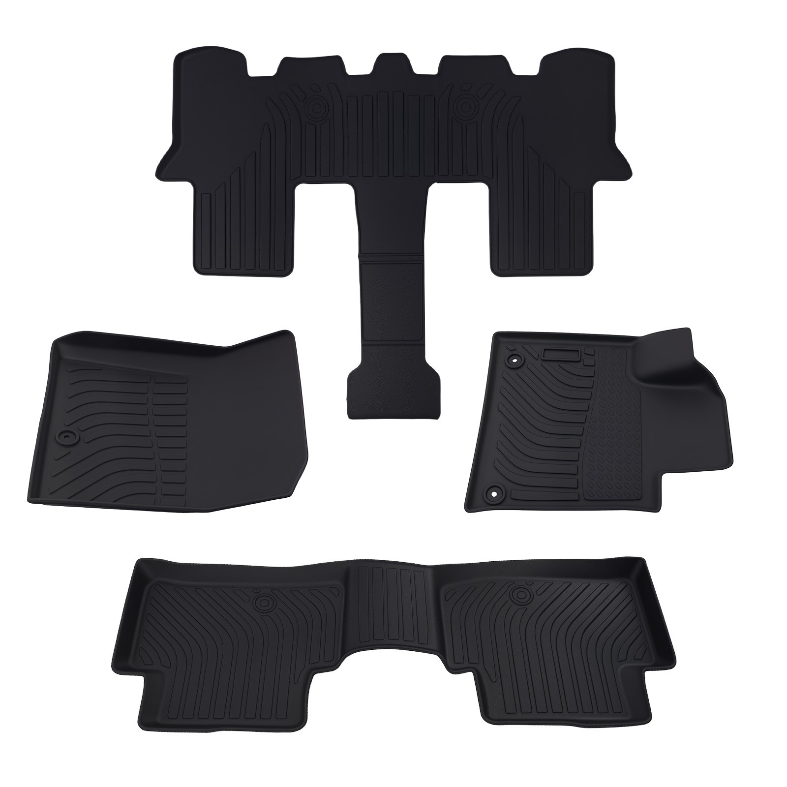 Black TPE Floor Mat Set for Kia Sorento 7 Seat 2021-2024 Waterproof Anti-Slip