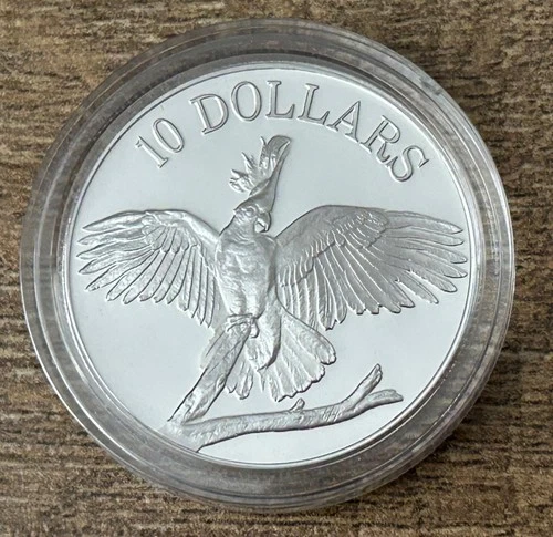 BIRDS OF AUSTRALIAN PROOF: 1990 $10 KOOKATOO 92.5 SILVER COIN IN CAPSULE #PL2270
