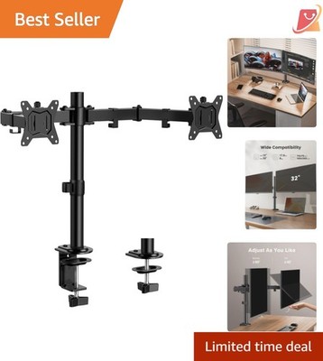 Dual Monitor Stand Alloy Steel 13-32 Inch Adjustable Desk Mount for 2 Screens