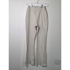 Urban Outfitters Striped Knit Flare Pants Cream Black High Waisted Small S-P