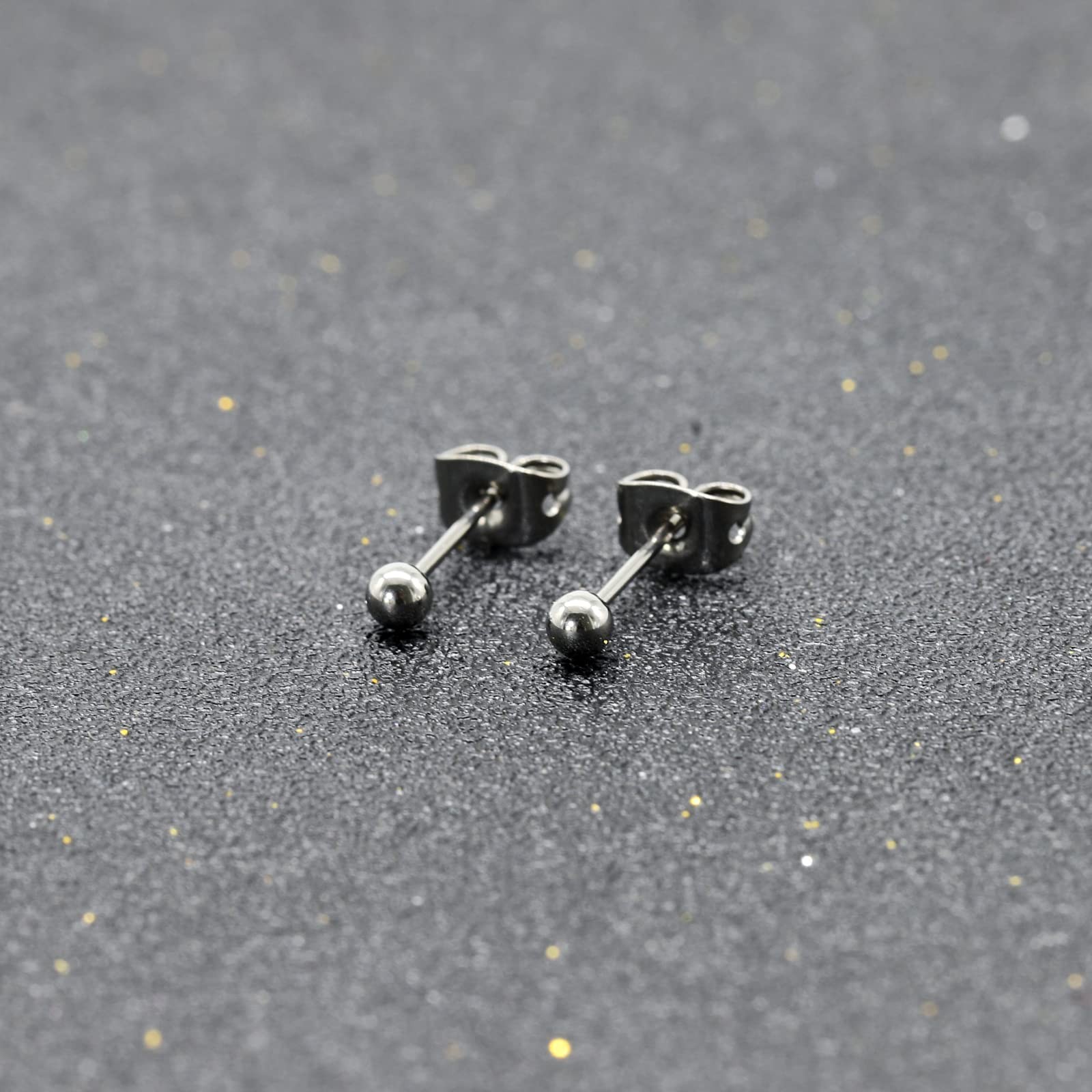 Boucles d'oreilles boule en titane G23 légères et résistantes à l'eau 3mm