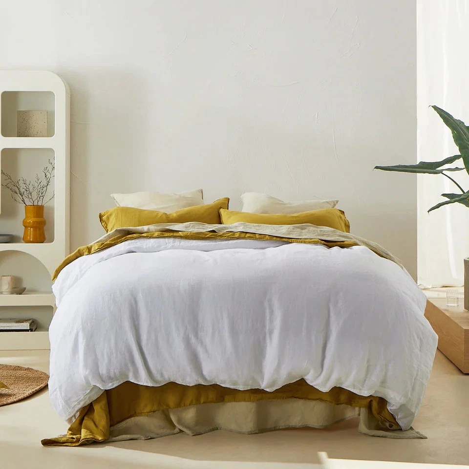 MyHouse Linen Quilt Cover 210X210cm  - White - Queen