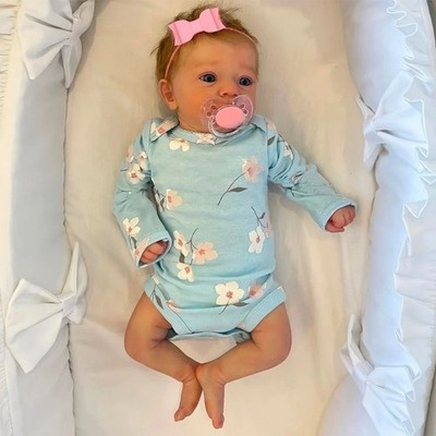 46 cm Reborn Felicia Baby Puppe Newborn blaue Augen weiche verwurzelte Haare 3D Hautqualität