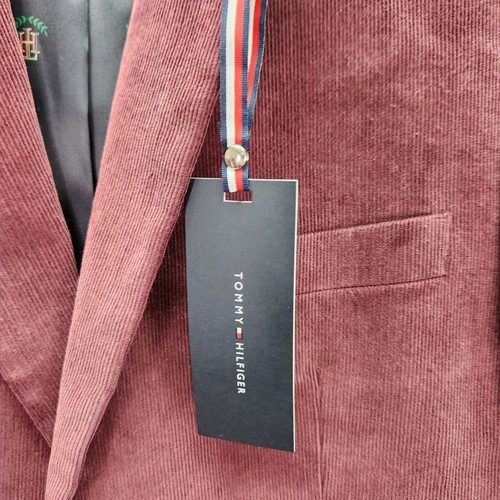 Tommy Hilfiger Daltry Blazer Mens 36S 36 Short Burgundy Corduroy Suit Jacket - Picture 4 of 9