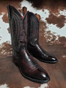 Lucchese 2000 Black Cherry Leather Cowboy Boots men\'s sz 8.5 2E Very Good Condit Lucchese 2000 Black Cherry Leather Cowboy Boots men main image 4