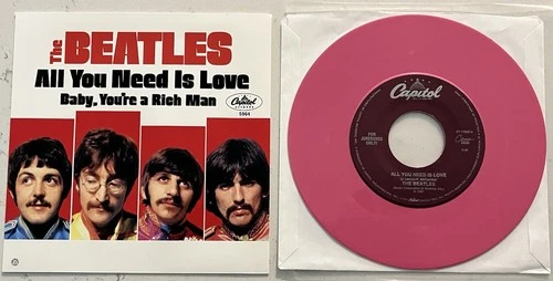 The Beatles~All You Need Is Love/Baby You’re A Rich Man/45-MPink Vinyl/M PicSlv.