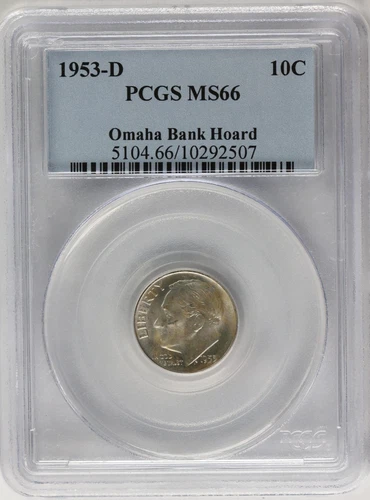 1953-D 10C PCGS MS66 Omaha Bank Hoard