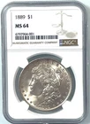 1889 $1 Morgan Silver Dollar  NGC MS 64