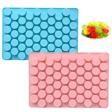 Dwwffer Round Candy Molds Silicone Molds,2 Pcs 55-Cavity Gummy Molds Silicone