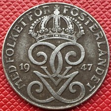 Sweden 1947 Iron 2 Ore. Guataf V. KM# 811