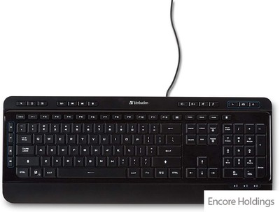 Verbatim Illuminated Soft Touch Wired Keyboard - Black - USB Type A - VER99789