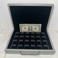 Vintage Jewelry Box Display Black 24 Compartment Silk Velvet 10”x7”