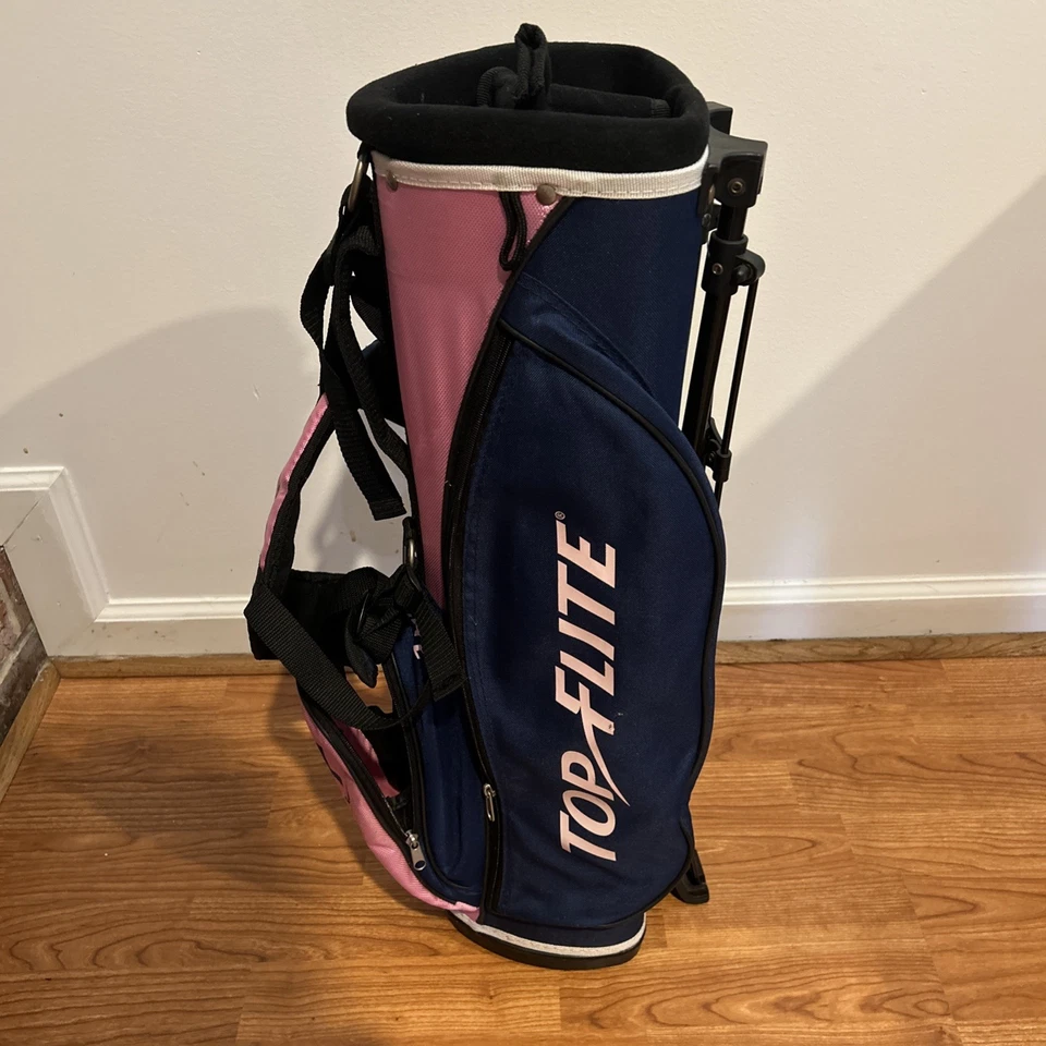 Top Flite XL Youth Girls Golf Stand Bag Pink/Blue w/5 Golf Clubs Right-Handed - Image 2 of 4