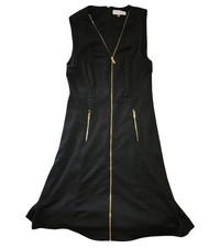 Calvin Klein Women black fit-and-flare dress with Faux gold zipper Size 6
