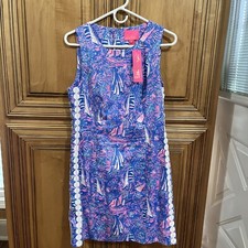 Lilly Pulitzer Mila Shift Dress Size 10 Boca Blue It  s A Sailabration NWT