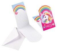 8 Einladungskarten Einhorn