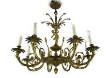 Antique French Rococo Style Gilt Bronze 8-Light Putto Chandelier — listing 3