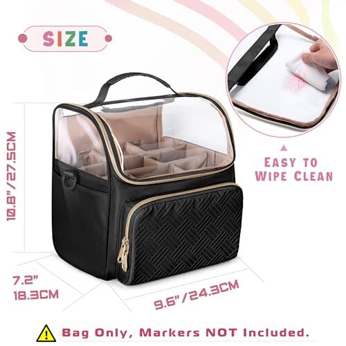 Large Marker Organizer Case for 180 Markers, Marker Storage Bag with Black - Picture 5 of 7