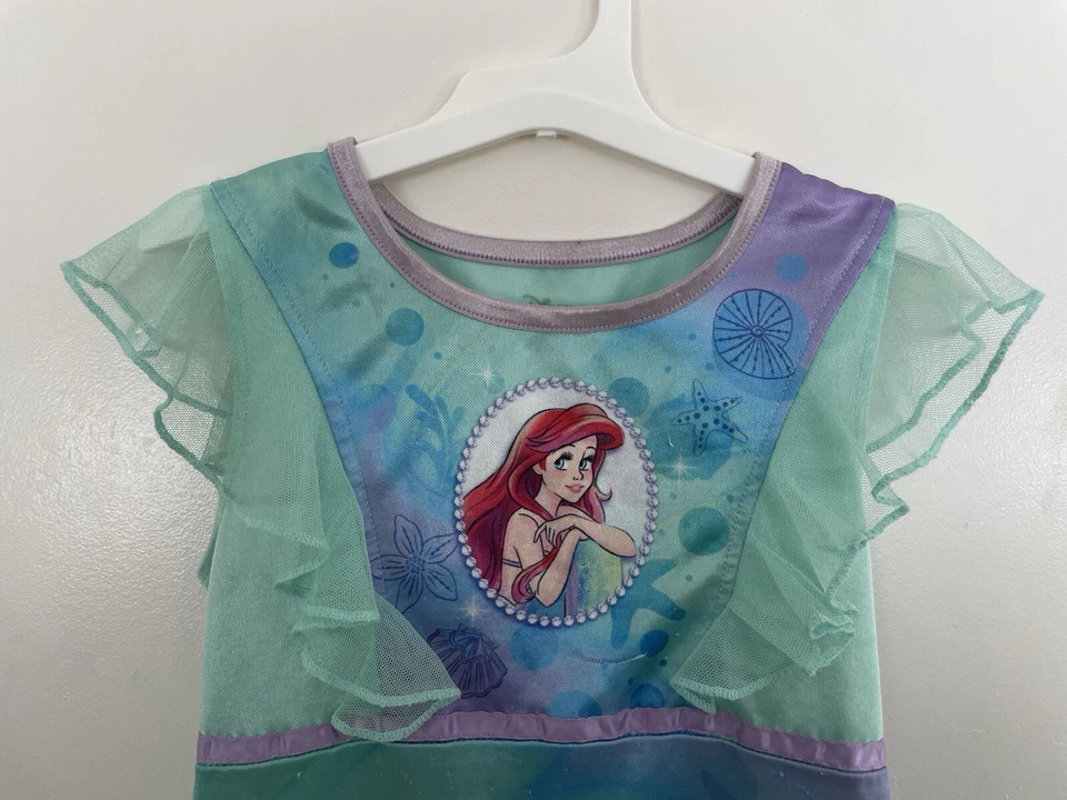 Disney Princesa Niños Niñas La Sirenita Ariel Poliéster Camisón Verde 6 Foto 3 de 4
