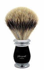 Mens Super Synthetic Hair Shaving Brush With Metal Handle Black  Silver