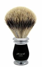 Mens Super Synthetic Hair Shaving Brush With Metal Handle Black & Silver