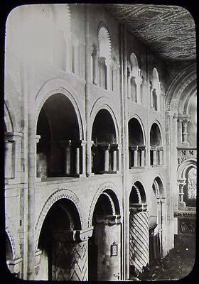 Glass Magic Lantern Slide WALTHAM ABBEY CHURCH INTERIOR NO2 C1900 PHOTO ESSEX