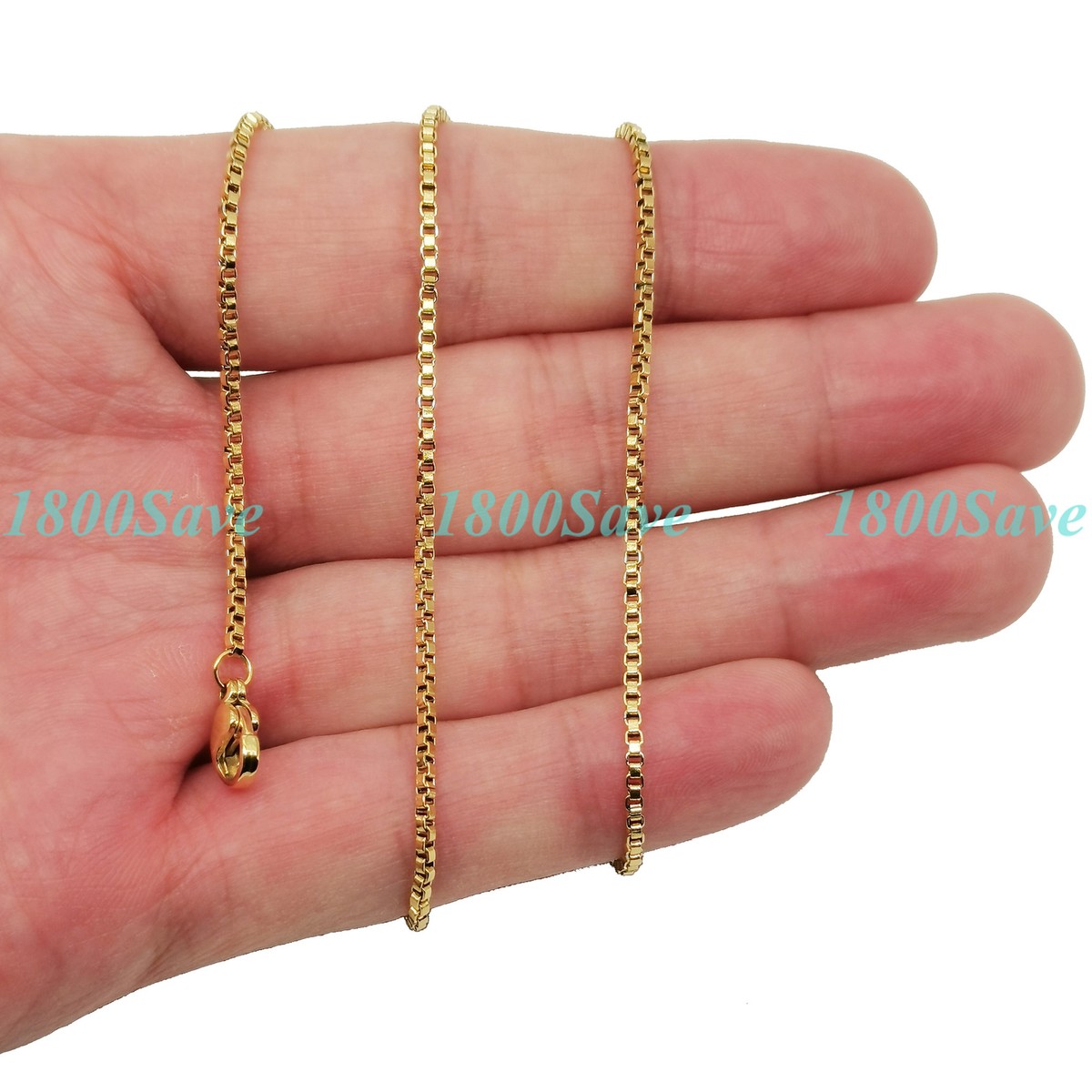 Genuine 18K Gold Filled HypoAllergenic Wide Box Chain Necklace 16-18