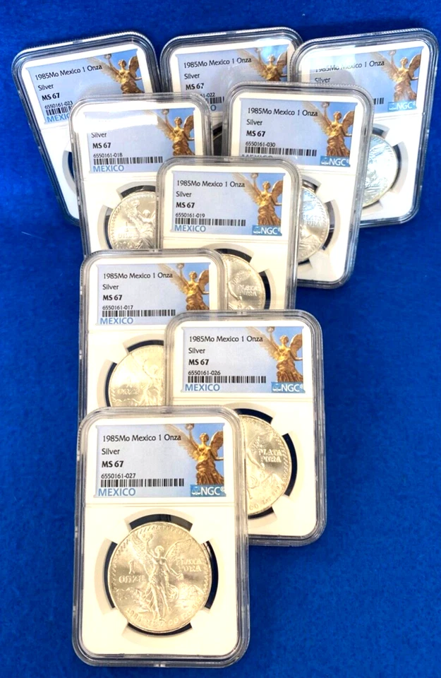 México 1985 plata 1 onza plata .999 NGC MS67 Foto 3 de 3
