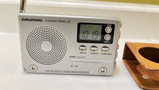 Vintage Grundig Platinum Traveller AM/FM Radio with Cover-Very Good-see Video