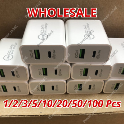Fast Charger PD 20W QC 3.0 USB C Power Adapter Block For iPhone iPad Android Lot