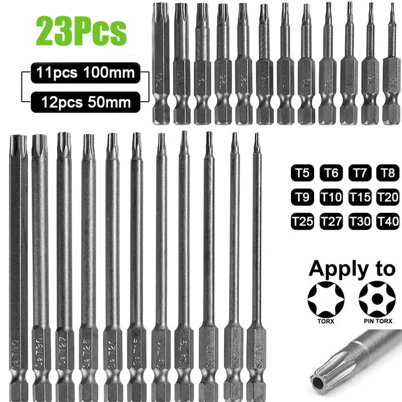 Hex Security Magnetic Torx Screwdriver Bit Set 23pcs 50mm 100mm Extra Long