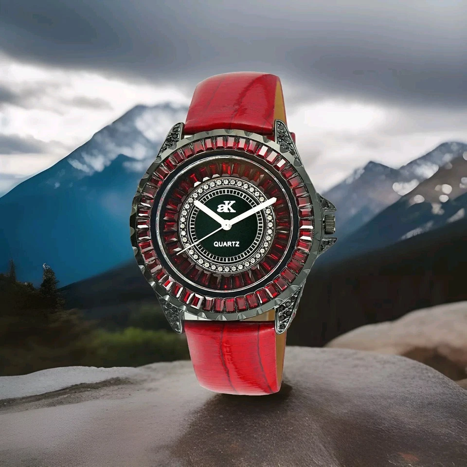 ADEE KAYE TAMAÑO MEDIANO, ESTUCHE IP NEGRO, 3 MANOS PIEDRAS CRISTAL (ROJO)(BLANCO) Foto 2 de 4