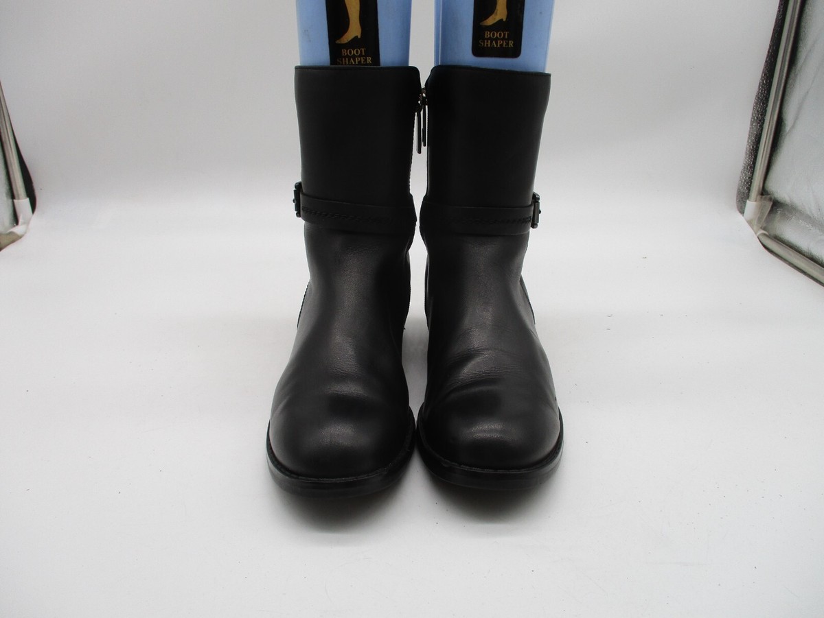 Blondo Black Leather Zip Waterproof Biker Ankle Boots Womens 