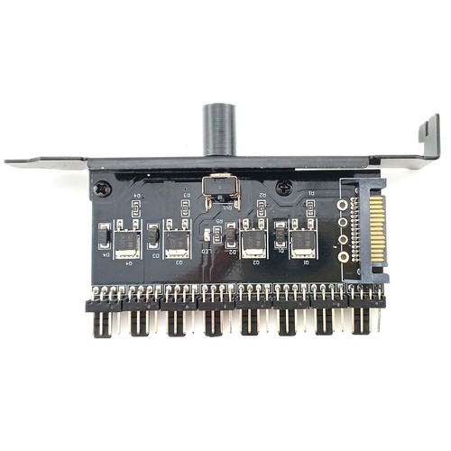 PC Fan RPM Speed Controller Regulator 8 Way Splitter Hub PCIe Bracket SATA Power - Picture 5 of 7