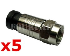 5 Pack Lot RG6 Dual Shield Coax Cable F-Type Compression Connector Fitting Male