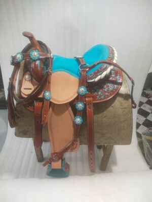 Western Leather  Barrel Horse Saddle Tack Set 10'' to 18'' Free Shipping