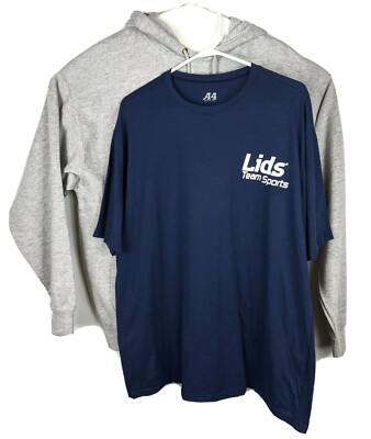 Mens Gray Workout Hoodie XL & Navy Blue Shirt