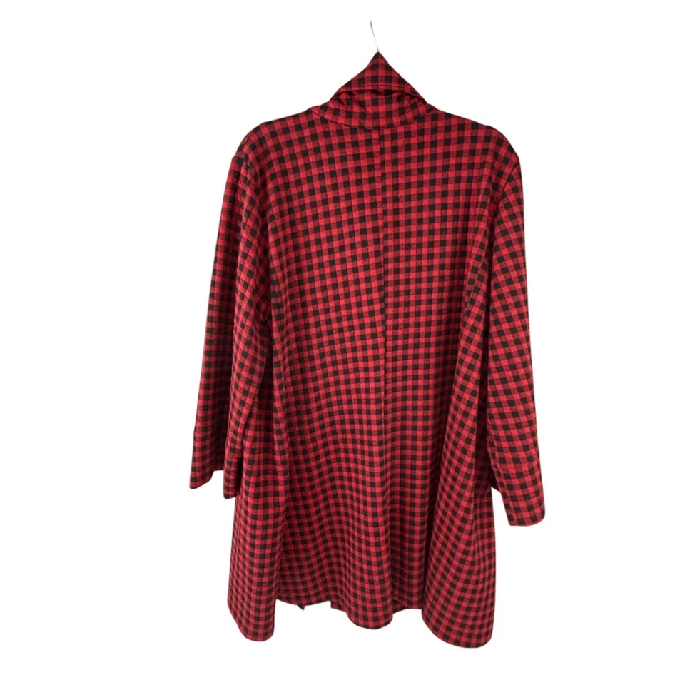 Comfy USA Red Black Plaid Long-Sleeve Button Front Jacket Plus Size 1X Lagenlook - Image 2 of 4