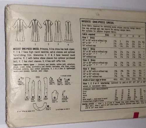 Simplicity 6492 Prinzessin genähtes A-Linien-Kleid Vintage Schnittmuster 34 Größe 14 gebraucht, in einwandfreiem Zustand - Bild 5 von 9
