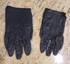 Vintage Womens Size S 6 Black Leather Lined Short 7" Gloves Moto Aris