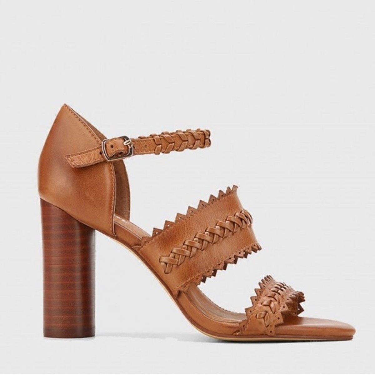 Wittner Roslyn Leather Open Toe Block Heel Sandals Brown sz 41