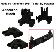 Aluminum 6061 T6 Flip Up Iron Sights Front and Rear Set For 223