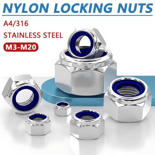 NYLOC NYLON INSERT LOCKING NUTS A4/316 STAINLESS STEEL DIN 985 M3 M4 M5 M6-M20 - Picture 2 of 18