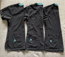Lot Of 3 - Black Carhartt Cross Flex Media Scrub Top Women s Sz Small V Neck