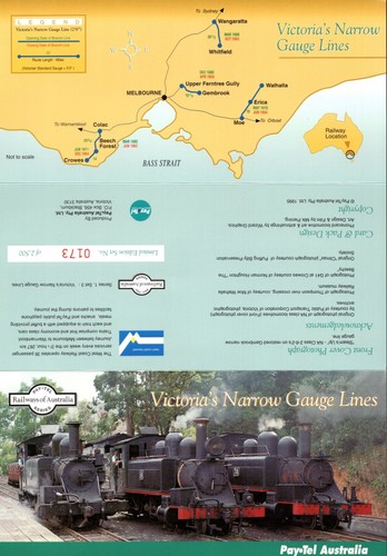1995 Australia Pay-Tel Victoria Narrow Gauge Lines Set Of 3 Phone Card Pack, VGC - Bild 2 von 2