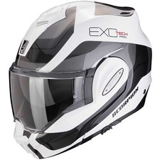 CASCO MOTO FIBRA RIBALTABILE SCORPION EXO TECH EVO PRO COMMUTA WHITE SILVER TG L