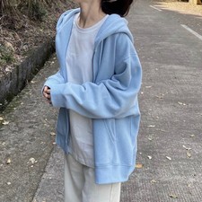 Women Hooded Sweatshirt Top Coat Jacket Hoodie Long Sleeve Full Zip Loose Casual