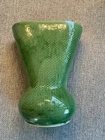 Vintage Shawnee Pottery Vase 890 Large Green Textured Burlap Style with Leaf Pat